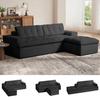 Black Corner Sofa 215*175*48cm, Removable Footrest, Modern L-shaped Cloud Sofa with Deep Seating