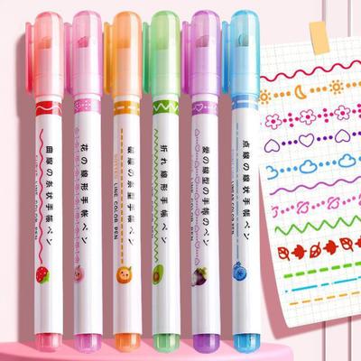 Textmarker-Set Welle Blume Rand Markierer für Journaling Mehrfarbig Glattes Schreiben Kreatives Zeichenwerkzeug für Scrapbooking & DIY-Bastelarbeiten