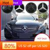 CFE1 2025 Hot For Mercedes Benz Front Grille Star Logo 3D Mirror Emblem With LED Lighting Chrome Silver Glossy Matte Black For Merced