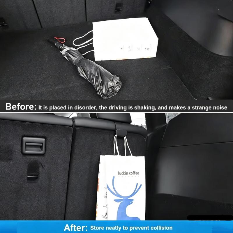 2pcs ABS Rear Headrest Hook for Tesla Model Y Organizer Center Console Head Rest Storage Accessories Bag Umbrella Trunk Hanger