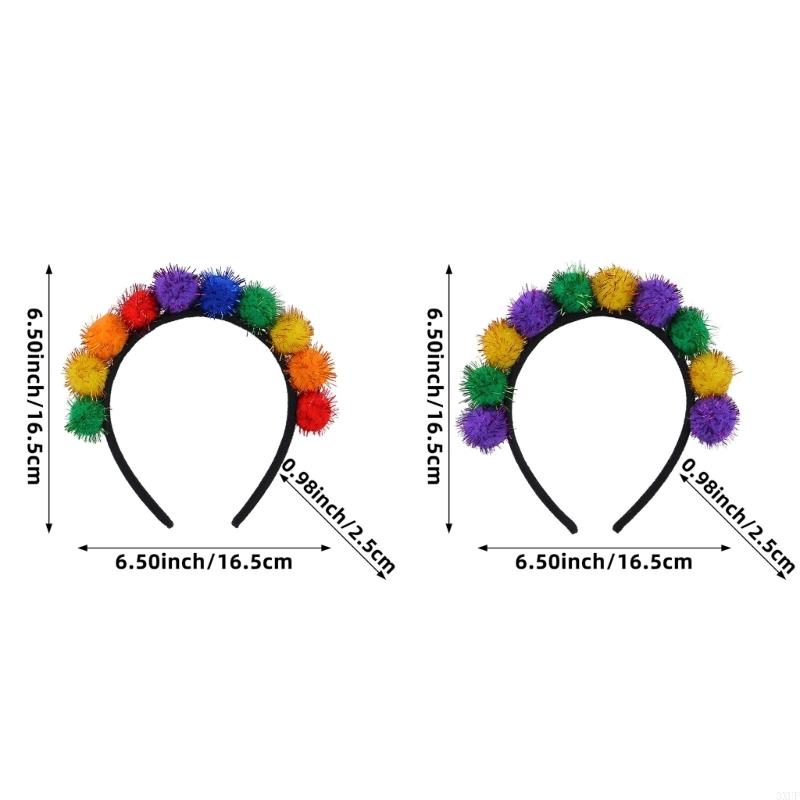 Colorful Mardi Gras Headband Features Green Yellow Colorful Charm Headwear for Prom and Party Comfortable