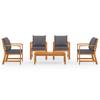 5 Piece Garden Lounge Set with Cushions Solid Acacia Wood