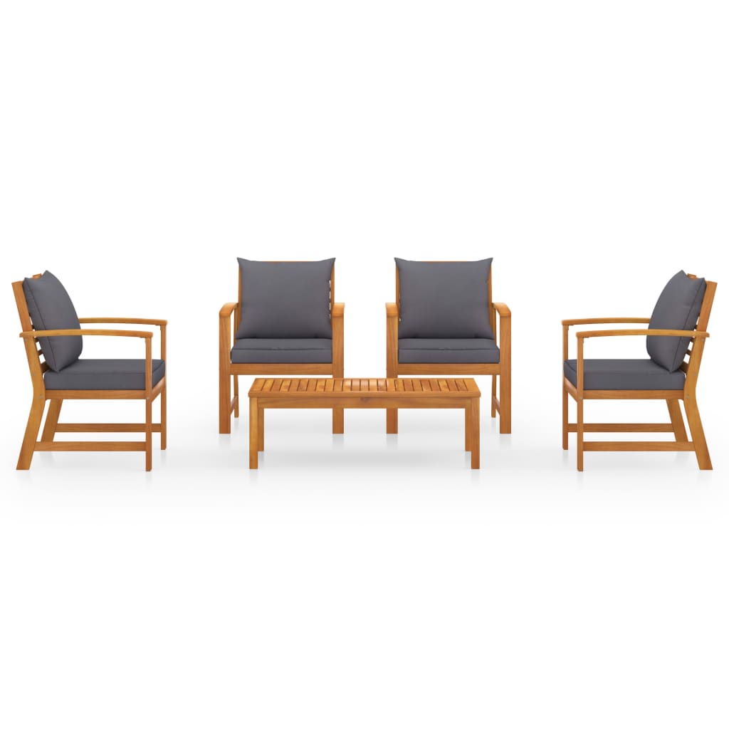 5 Piece Garden Lounge Set with Cushions Solid Acacia Wood