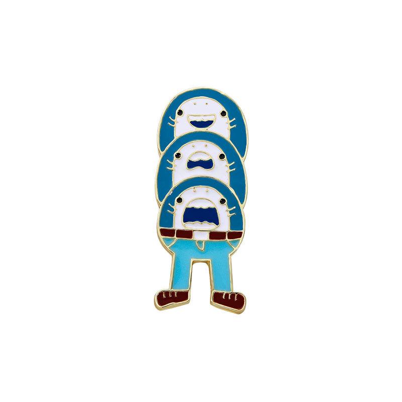 Cute animal stacking music cartoon brooch oil shark frog funny clothes accessories