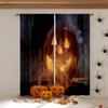 Halloween Decoration Curtains Horror Pumpkin Ghost Print Curtains High Quality Heat Insulation Blackout Curtains 2 Pieces