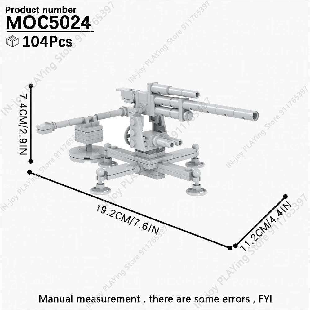 MOOXI Simulierte Militärkriegs-Bausteine WW2 Schlachtfeldruinen Artilleriekanonen Modell MOC Steine Erwachsenen-Set Spielzeug für Jungen
