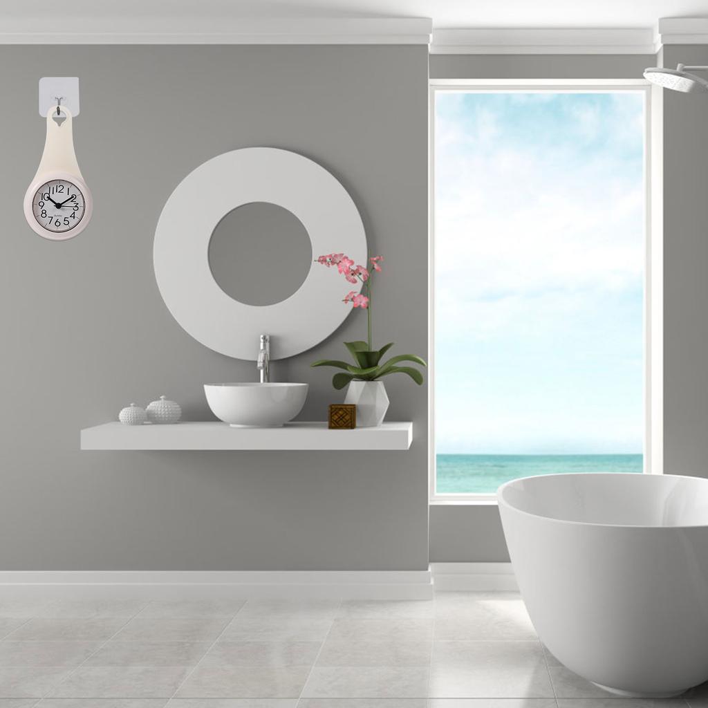 Silent Waterproof Bathroom Wall Clock with Suction Mount Modern Minimalist Design for Shower Room Or Kitchen Moisture Resistant