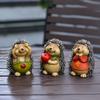 3 vnt. Mini ežiuko figūrėlė Mielas mažas keraminis gyvūno statulėlė Pasakų sodui Bonsai vazonams Mikro kraštovaizdžio dekoras