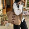 Korean Shoulder Bag Large Capacity Canvas Tote Bag for Women with Letter Print Comfortable and Versatile Texture Storage Bags