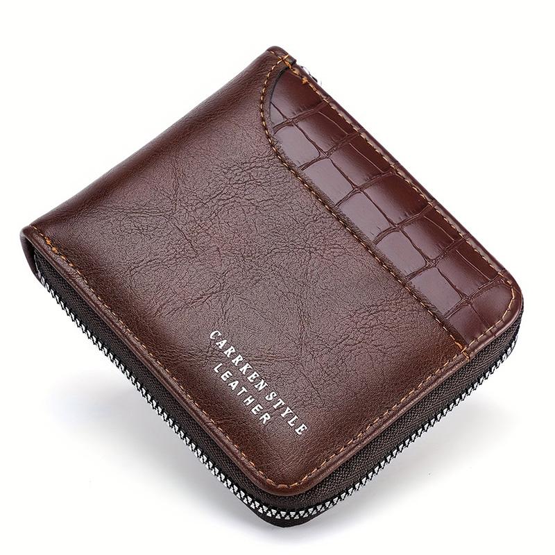 

Pu Leather Men‘s Wallet Luxury Mens Purse Male Zipper Card Holders With Coin Pocket Rfid Wallets Gifts For Men Money Bag коричневий