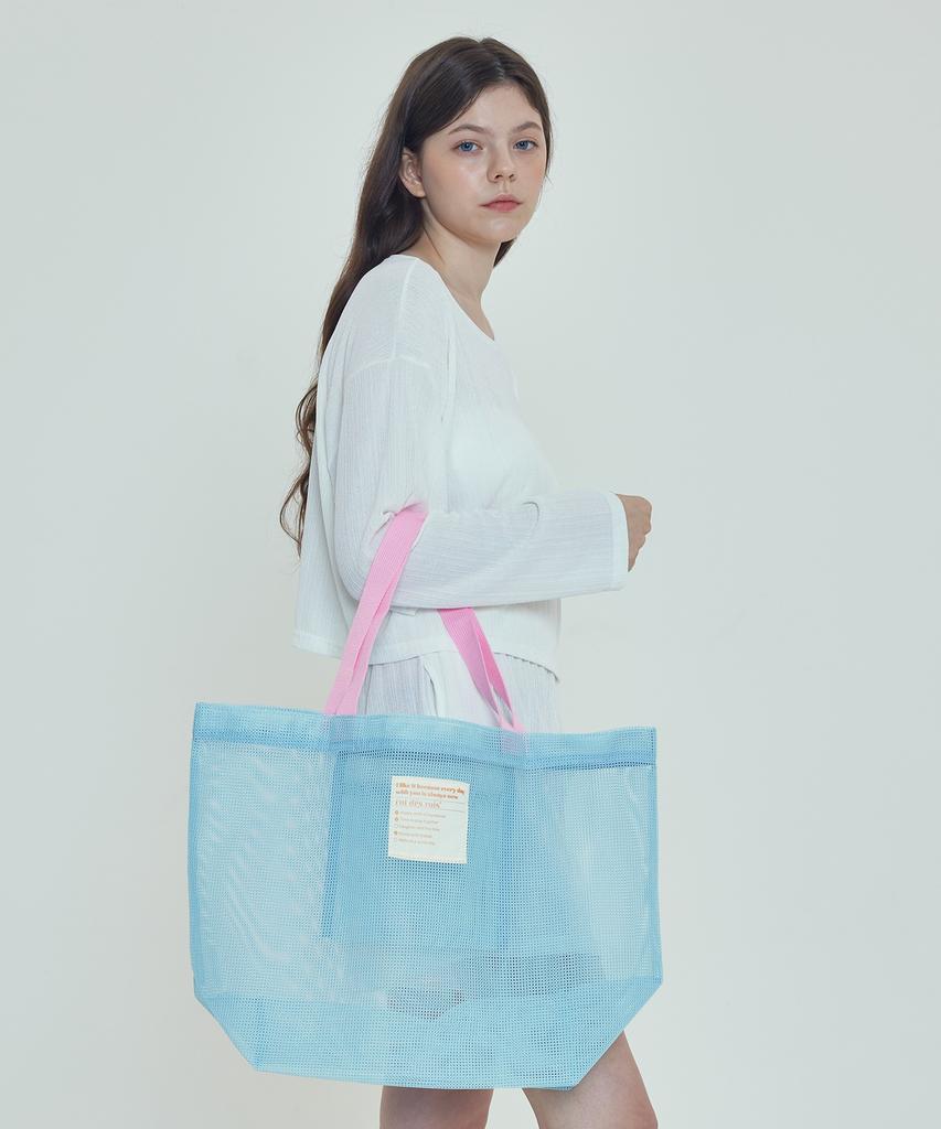 Roidesrois Two-Color Mesh Multi Bag (Blue/Pink)