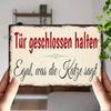 Vintage Metall Blechschild Tür geschlossen halten Katze Lustiger Spruch Deutscher Text Wanddekor