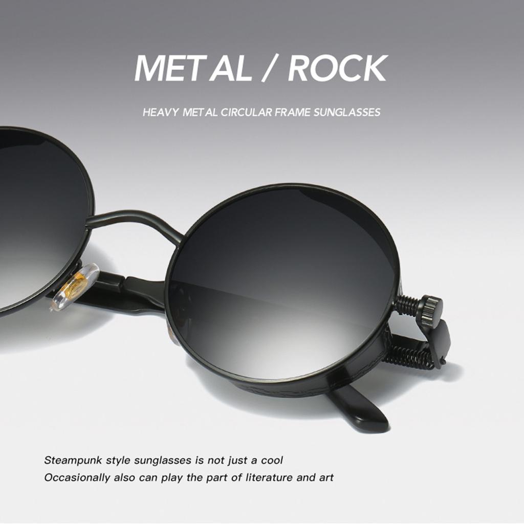 Retro Punk Sunglasses Round Reflective Glasses for Men Women Vintage Style UV Protection