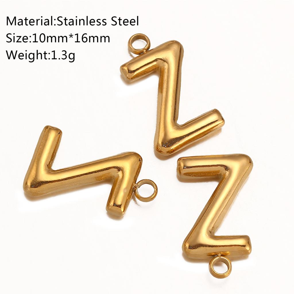 3Pcs Initial Charms 3D Stainless Steel English Letter Pendant 18K Gold Color PVD Plated Bubble Alphabet Charm DIY Jewelry Making