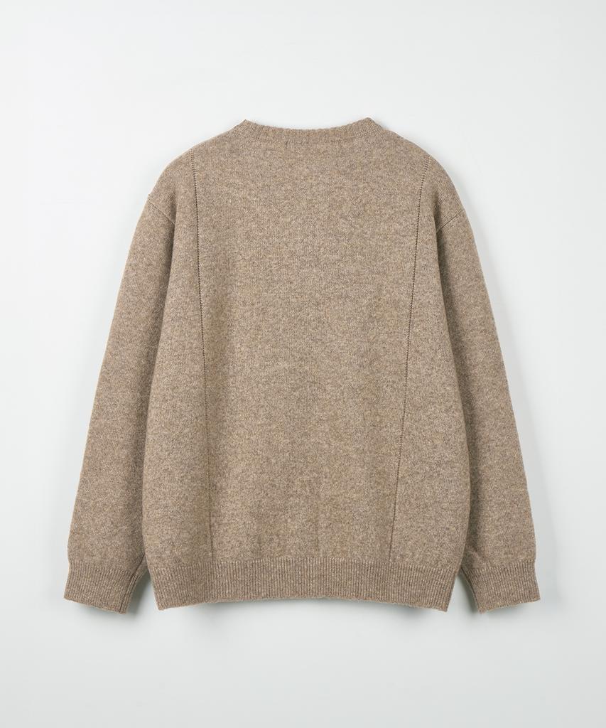 Nodu Single Line Round Cardigan [Beige]