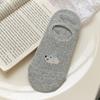Simple Boat Socks, Spring and Summer Puppy Sweat-absorbing Cartoon Low-top Invisible Short Socks, Shallow Opening Anti-slip Silicone, No Heel Drop