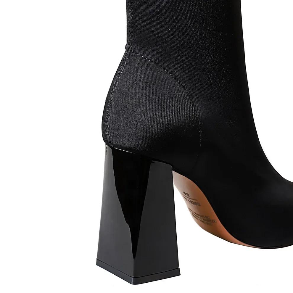 European and American Sexy 2025 Super High Heels Elastic Pointed Thin Boots for Women Short Boots