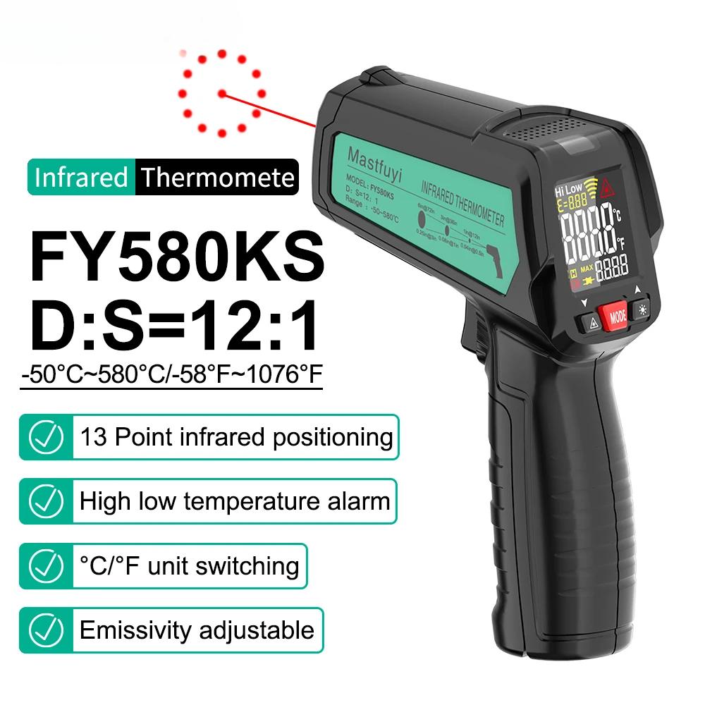 Infrared Positioning Thermometer -50°C~580°C Laser Digital Thermometer Color LCD Pyrometer Ambient Recorder