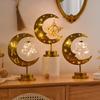 Middle Eastern Festival Moon and Star LED Decorative Rattan Ornament Lamp for Bedroom