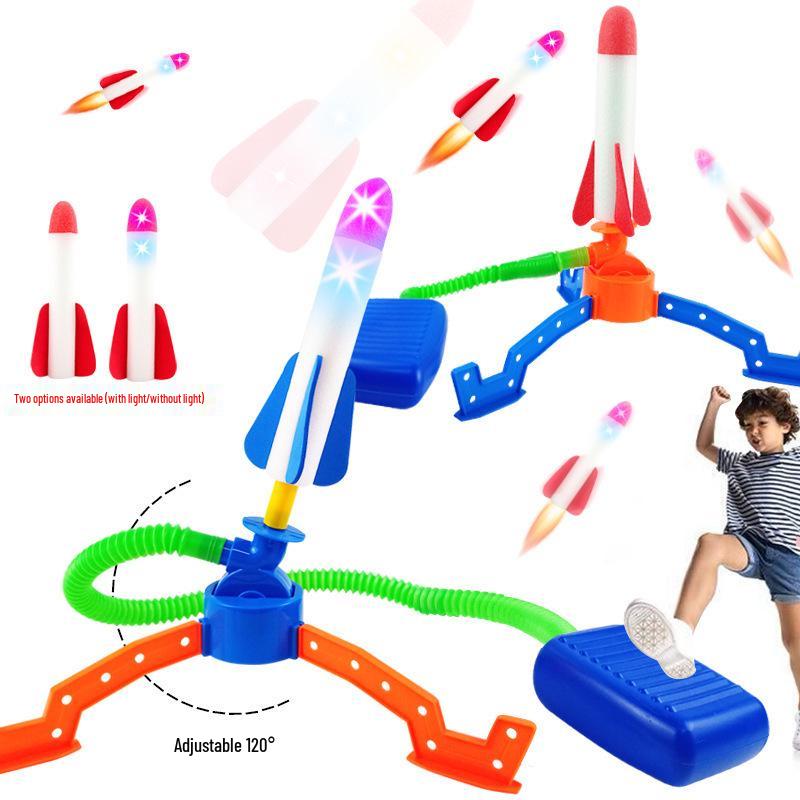 Children's Foot-Powered Luminous Flying Rocket Launcher Toy
