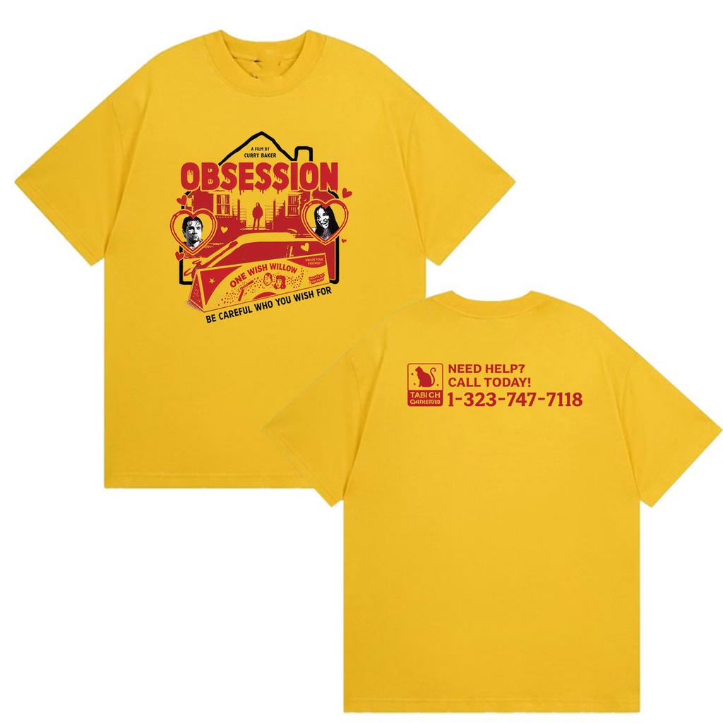 2026 Movie Obsession Be Careful What You Wish for Print T Shirt Men Women Horror Clothing Fashion Retro Oversized Cotton Tshirt