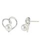 Alleun Silver 925 Heart Swarovski Pearl Earrings