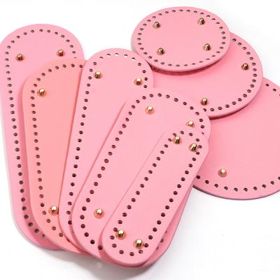 Rosa Ovaler Runder Boden Langer PU-Leder Taschenboden Mit Löchern Für DIY Handgemachte Gestrickte Häkelbeutel Universelles Boden Zubehör