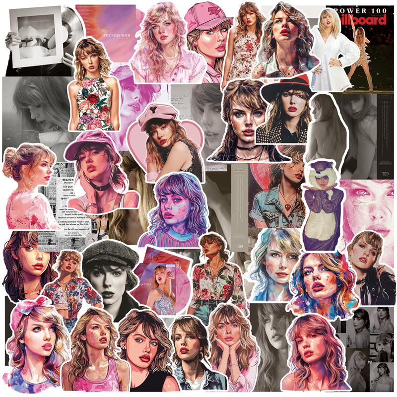 50 Aufkleber von Taylor Swift, der Sängerin, Gitarre und Wasserbecher personalisierte Aufkleber