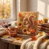 Fall Theme Pearl Painting Kit Sparkling  Beaded Canvas Art 5D Gem Art Craft Kit  For Adults