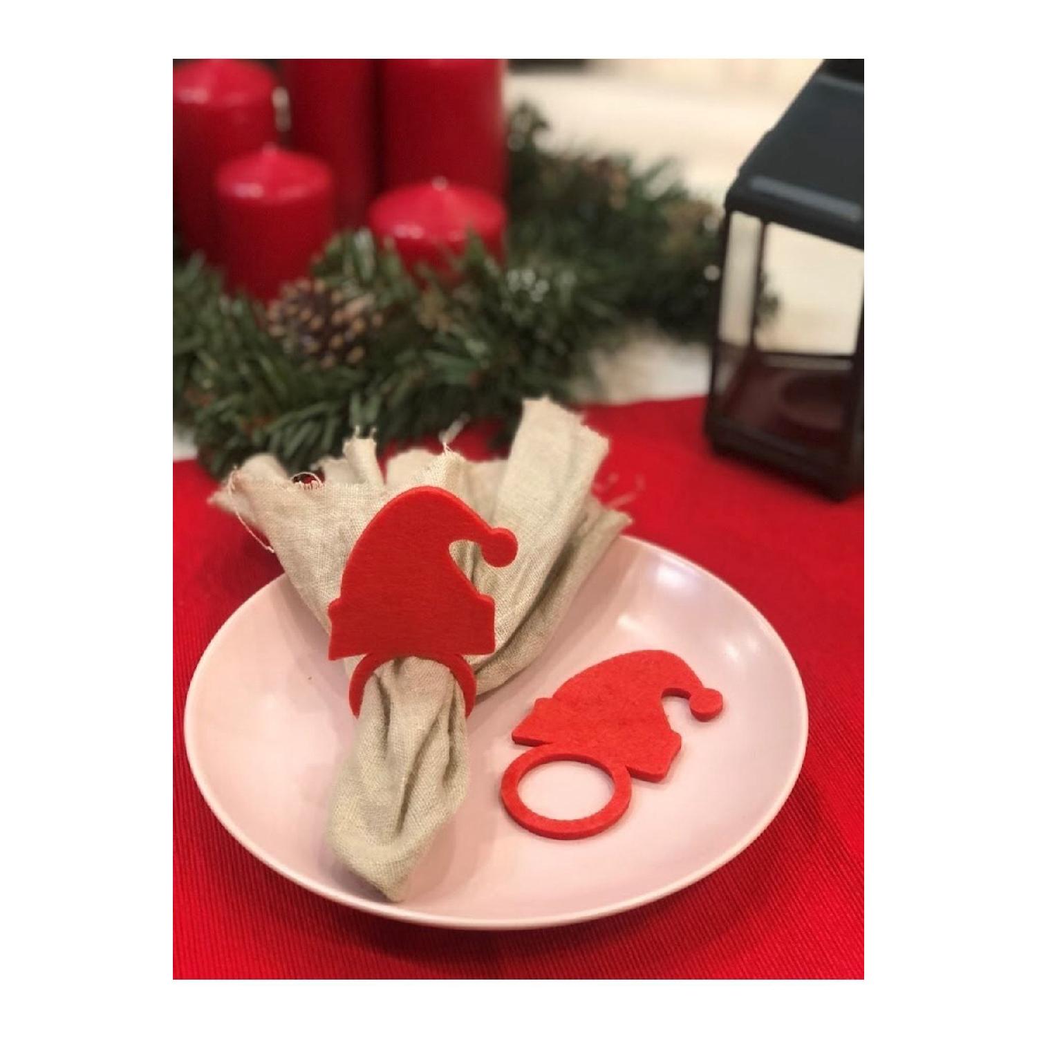 

Decorative Christmas Napkin Holder Set Of 6 Red Hat Motif Felt Napkin Rings Napkin Rings