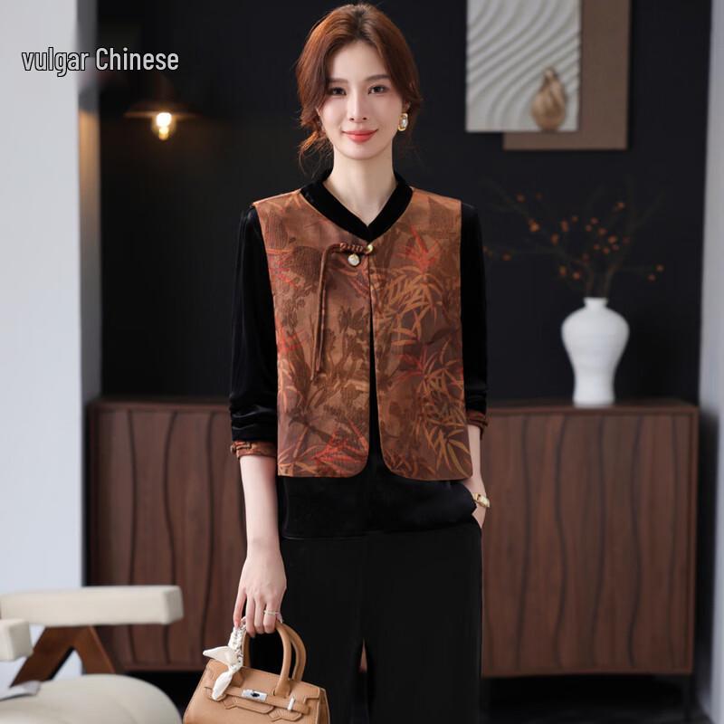 Ronghua New Chinese Style Velvet Three-Piece Set 4XL