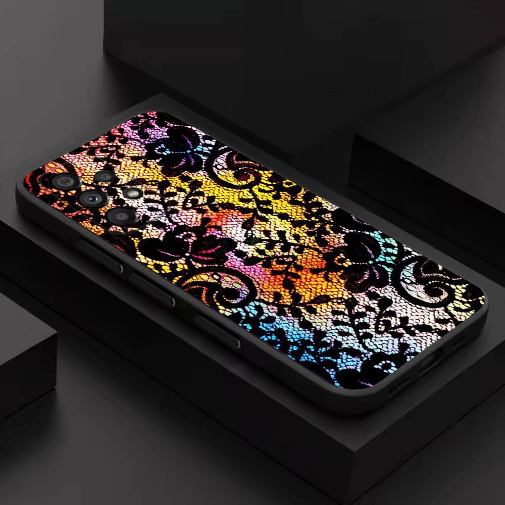

Lace Print Pattern Phone Case For Samsung S 26,25,24,23,22,30,21,10,9,Ultra,Plus,Lite,FE,4,5G Black Soft Case SamsungS24plus