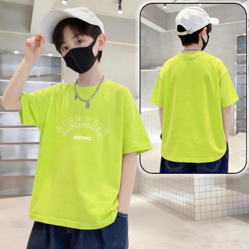 Trendiges Baumwoll-T-Shirt mit Buchstabenprint für Jungen - Sommer Kurzarm Lockerer Schnitt