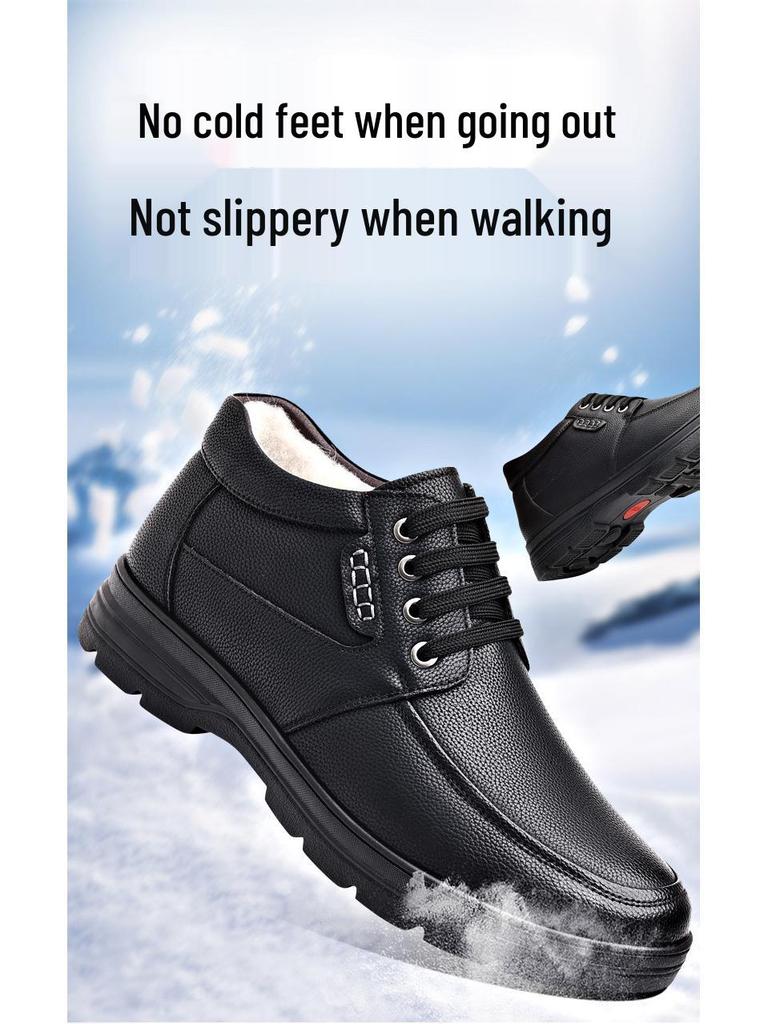Pánské zimní protiskluzové bavlněné boty s velurovou podšívkou - Neformální venkovní obuv pro tatínky středního věku