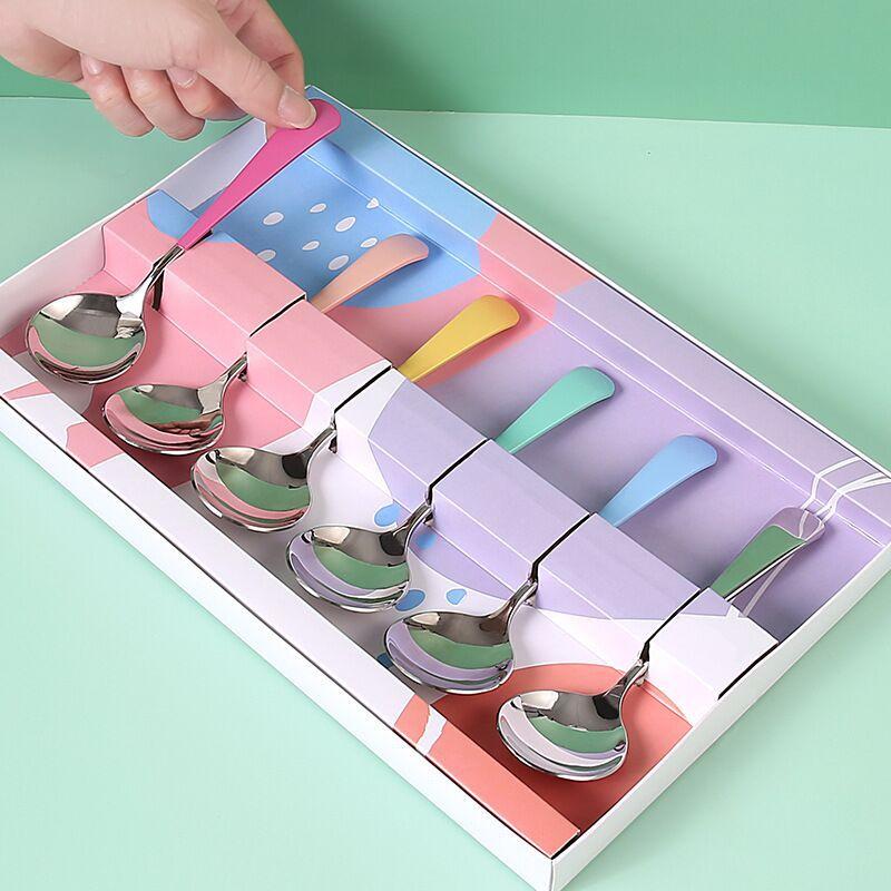 

6 PCS/Set Spoons 304 Stainless Steel Food Grade Thickened Dessert Coffee Fruit Tea Spoons Western Tableware for Birthday Gift