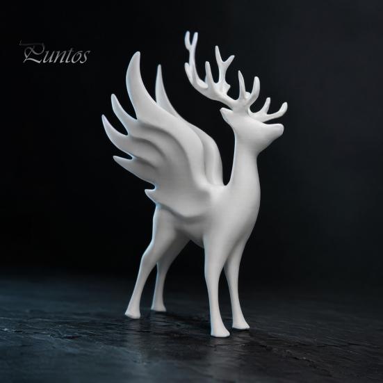 Modern Animal Art Decor Christmas Elk Statue with Wings, 3D Printed Reindeer Figurine, Antler Deer Standing Sculpture for Dining Table, Fireplace,
