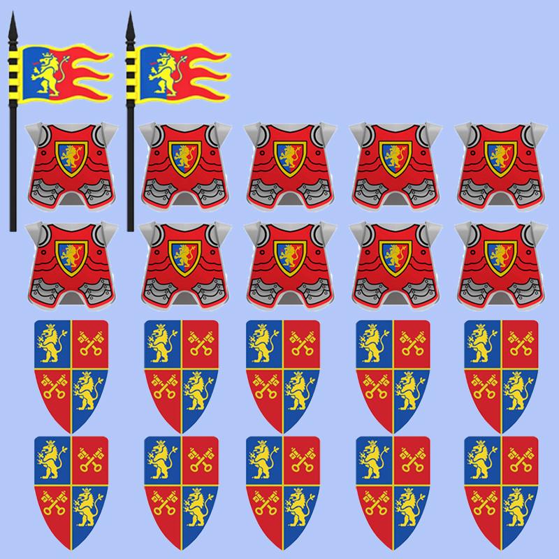 MOC Mittelalterliche Bausteine Charakter Ritter Krieger Zubehörset Helm Schulterrüstung Schild Bogen Pfeil Stein Geschenk Spielzeug X022