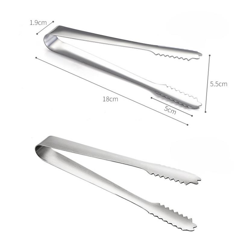 Stainless Steel Food Clip Ice Non-Slip Clips Food Candy Bar Ice Cube Tongs BBQ Baking Bar Tools Household Non-Stick Clip 1pcs