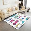 Cartoon Car Kids Area Rug for Bedroom Living Room, Construction Vehicles Indoor Floor Mat for Boys Girls Teens, Dinosaur Yellow