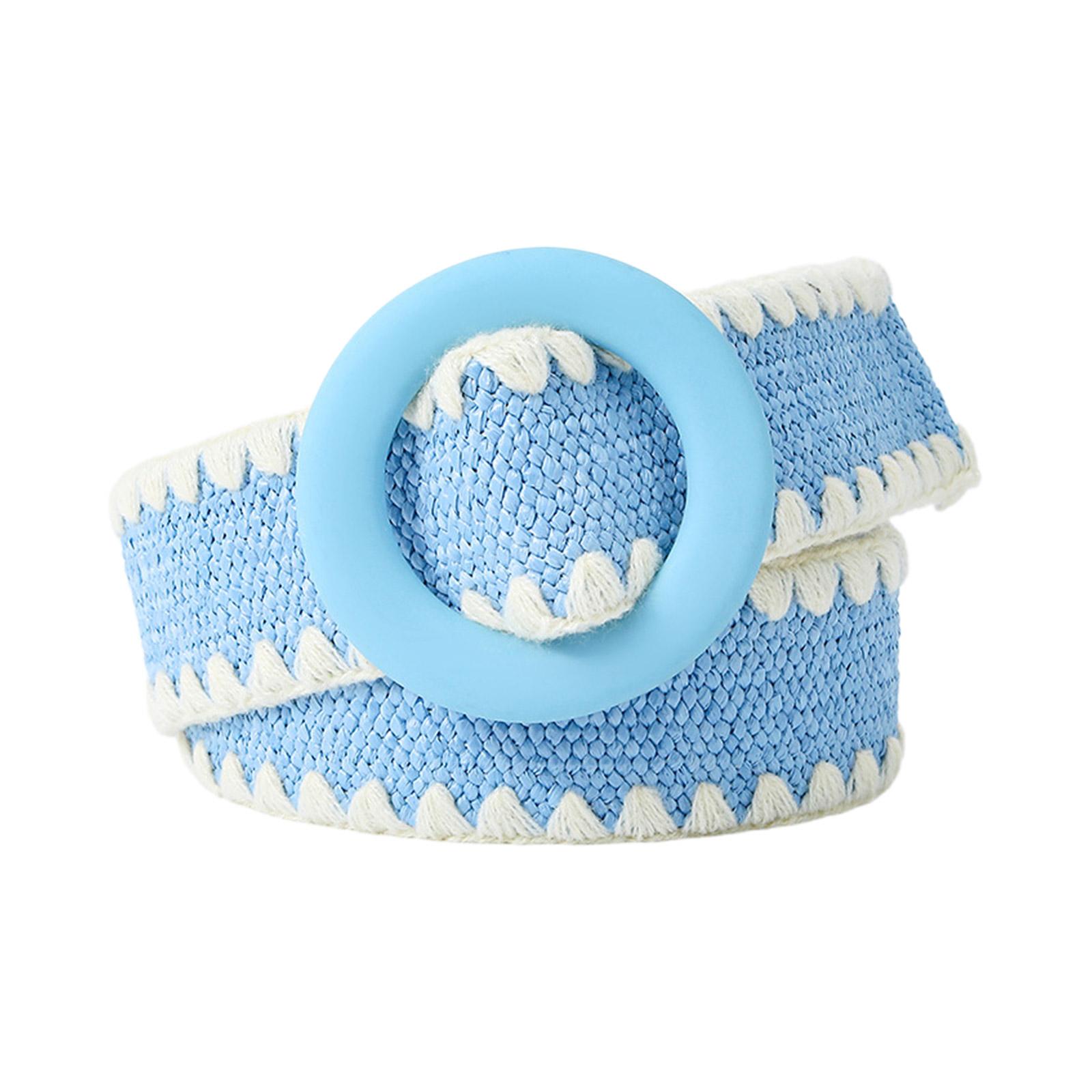 

Цвет на выбор, женский вязаный ремень, винтажный плетеный пояс в тон, полипропиленовая соломенная женская классическая рубашка, пояс с уплотнением на талии небесно-голубой