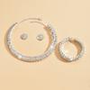 4-teiliges Hochzeits Damen Zirkon Set Strass Ohrringe Halskette Armband Party Luxus Mode Accessoires