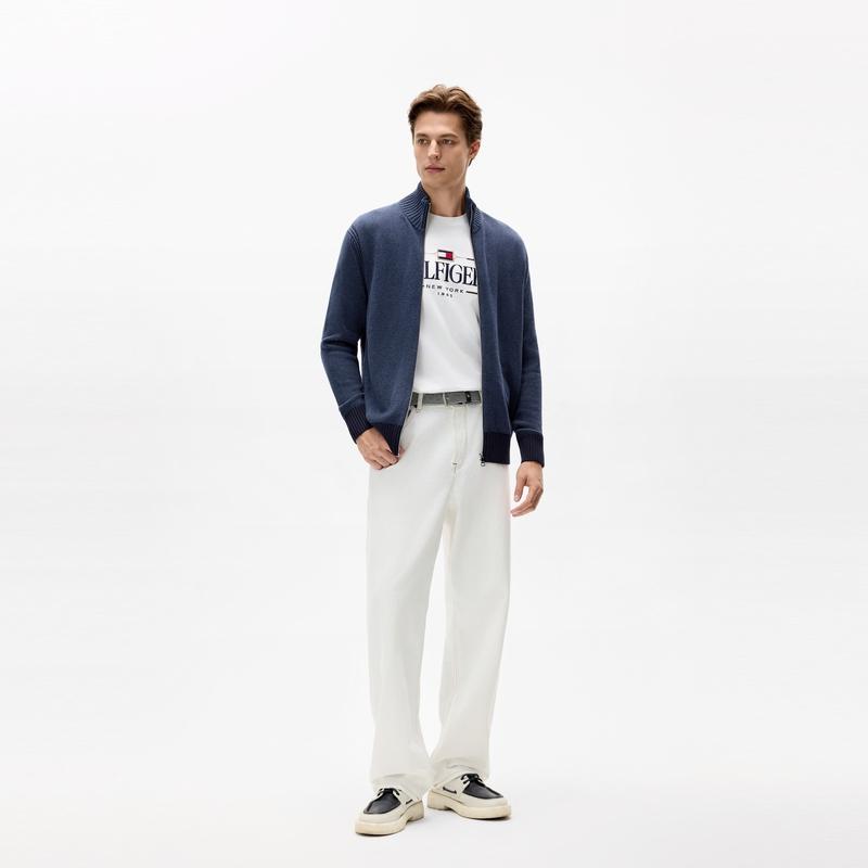 Tommy Hilfiger Business Casual Comfy Loose Stand Collar Cardigan Sweater Men Sweater MW0MW36524