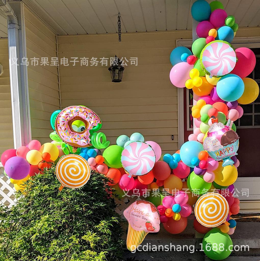 Summer Children'S Birthday Party Decoration Aluminum Film Balloon Candy Ice Cream Donut Candy Balloon Package