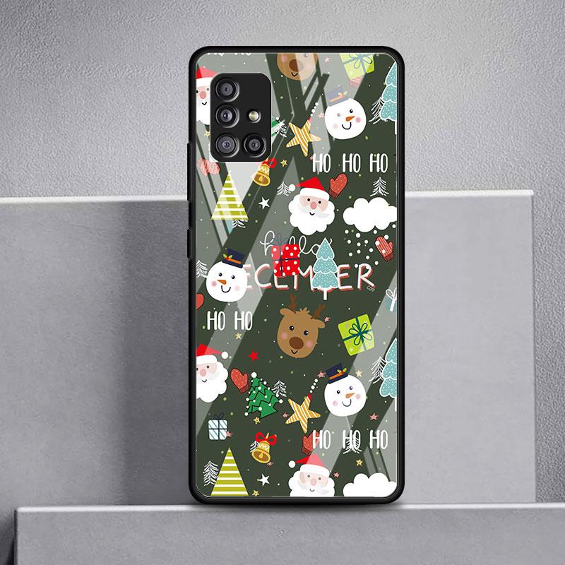 

Стеклянный чехол для телефона Samsung Galaxy A52 A12 A51 A72 A32 A21s A13 A32 A31 A50 A40 A22 A72 A70 Чехол Рождественский красный нос милый лось Samsung A50(A50s)