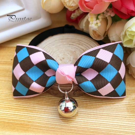 Bowknot Metal Bell Pendant Fashion Printed Pet Dog Cats Puppy Bow Tie Collar