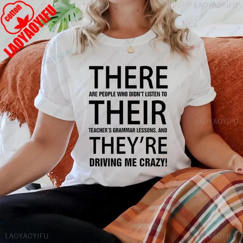 Mens Cotton Graphic T-Shirt English Teachers Streetwear Casual Tee