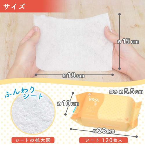 LEC 99.9% Pure Water Soft Baby Wipes for Adults, 120 Wipes, Made in Japan, Mild Acidity, Unscented