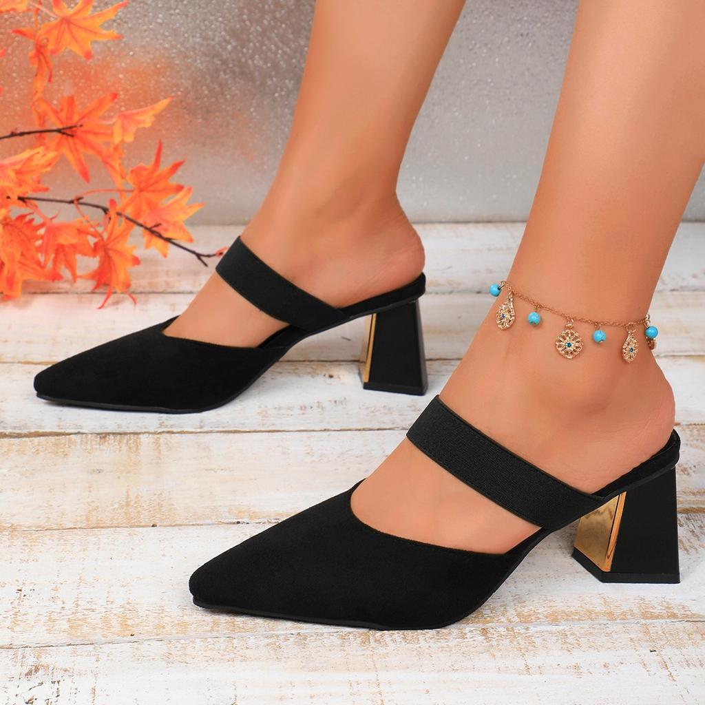 Fashion Shoes Female 2025 Closed Toe Women's Slippers Fashion Dress Slippers Women Pointed Toe High Heels Plus Size Women's Sandals