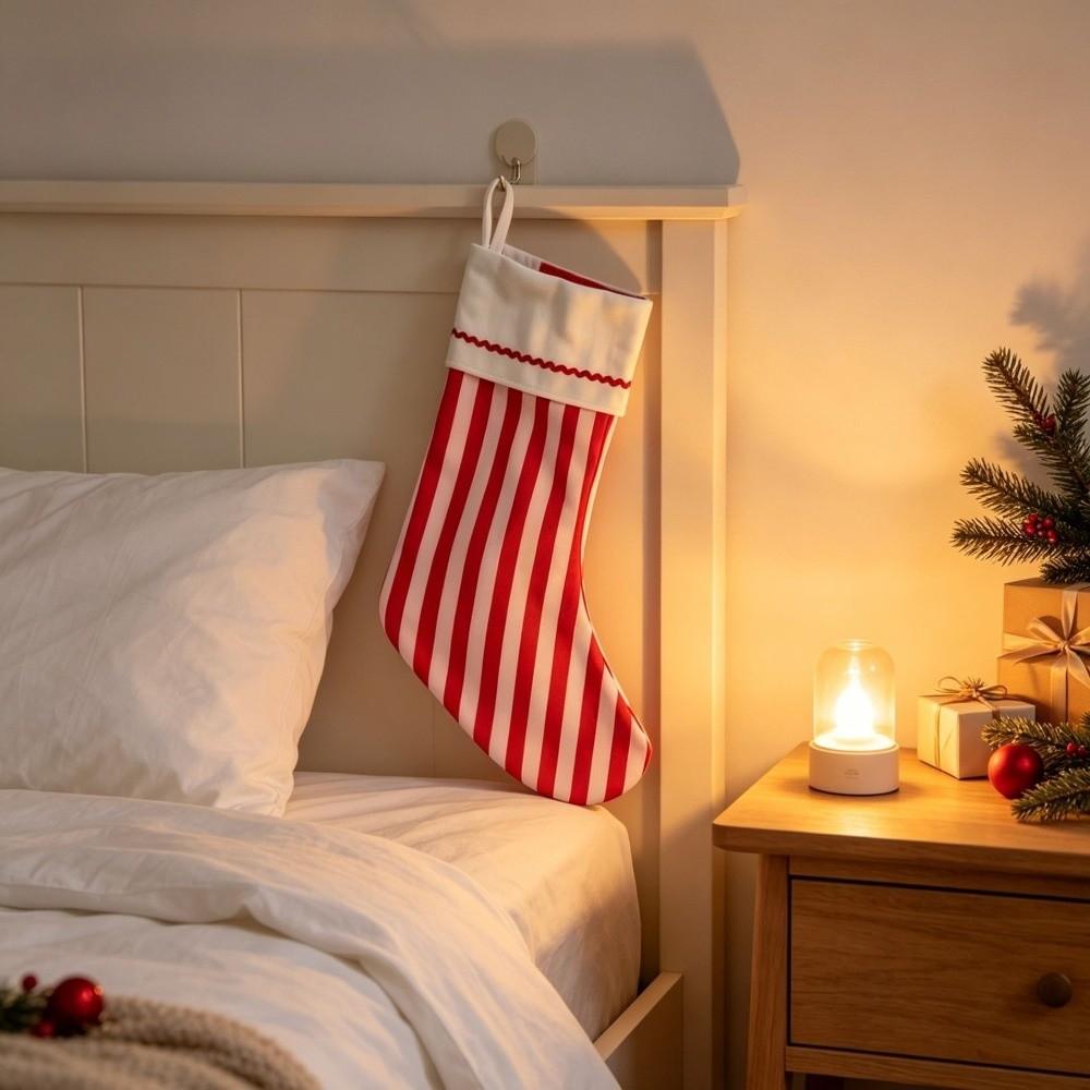 Fresh-Style Hanging Gift Bag Striped Festive Stocking Unique Christmas Gift Sock Indoor Decoration