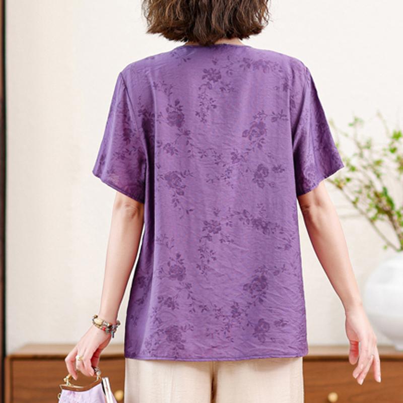 Elegant Blouses for Women Top Plus Size Casual Loose Women's Short Sleeve Shirt Summer Vintage Clothes